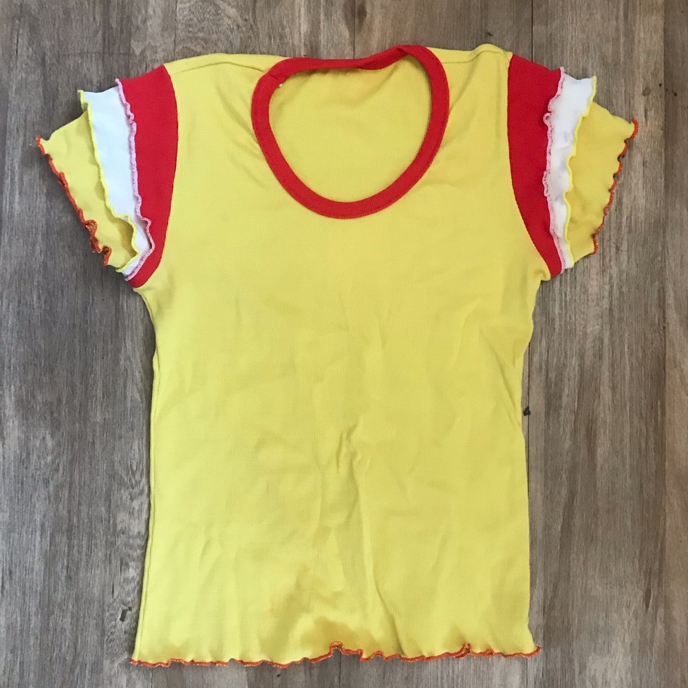 Vintage ruffle sleeve euro tee shirt